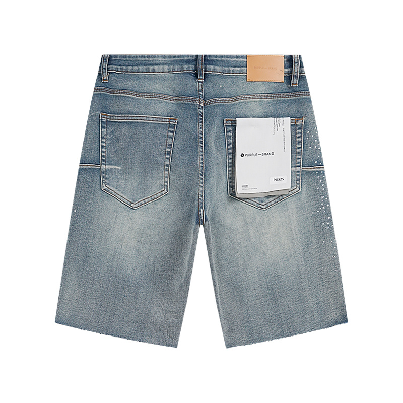 Purple Brand Washed Denim Shorts Light Blue PU525