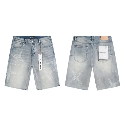 Purple Brand Washed Denim Shorts Light Blue PU528 01