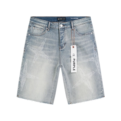Purple Brand Washed Denim Shorts Light Blue PU528 02
