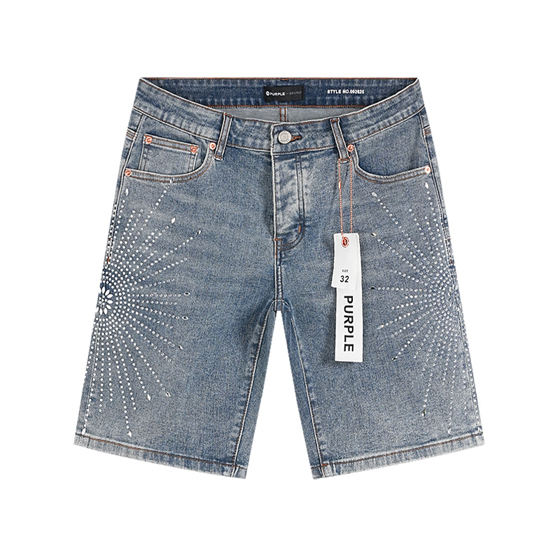 Purple Brand Washed Denim Shorts Light Blue PU530