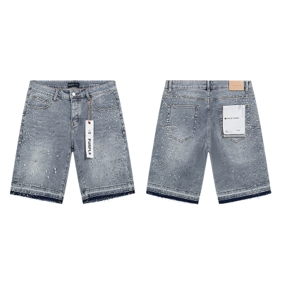 Purple Brand Washed Denim Shorts Light Blue PU533 01