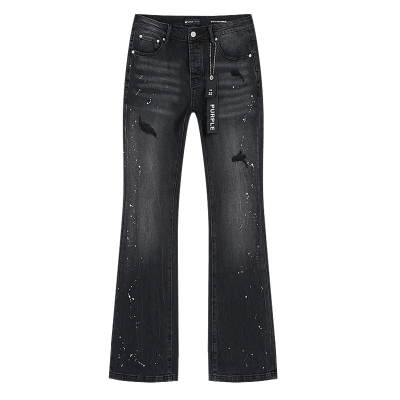 Purple Brand Washed Distressed Bootcut Denim Jeans Black PU711 02