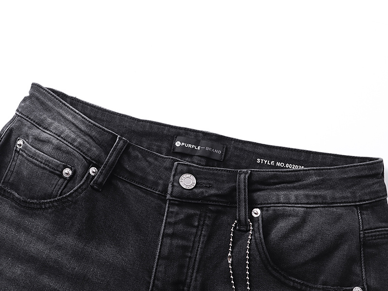 Purple Brand Washed Distressed Bootcut Denim Jeans Black PU711