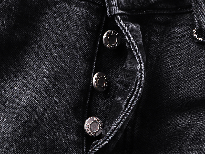 Purple Brand Washed Distressed Bootcut Denim Jeans Black PU711