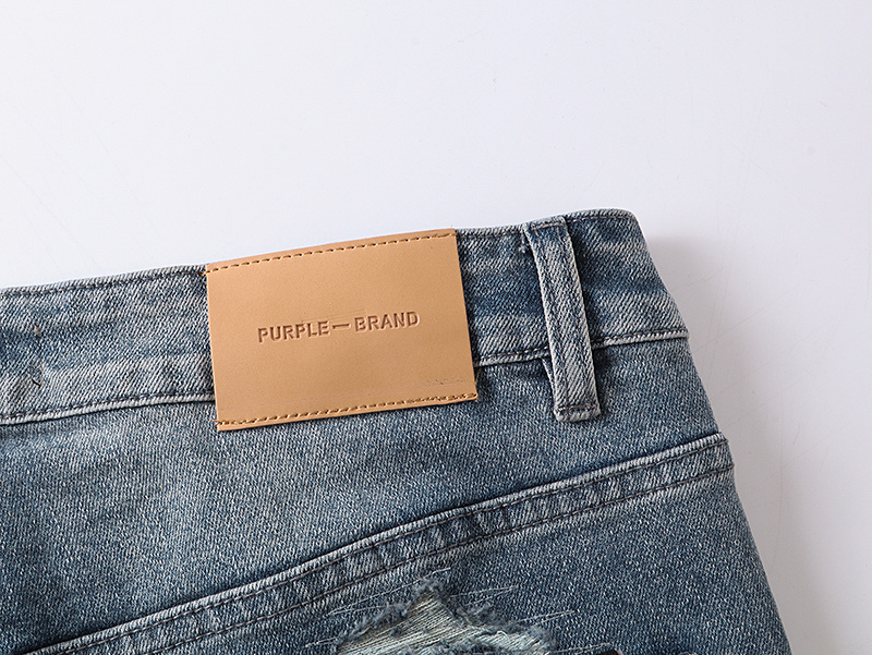 Purple Brand Washed Distressed Bootcut Denim Jeans Blue PU179