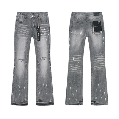 Purple Brand Washed Distressed Bootcut Denim Jeans Gray PU150 01