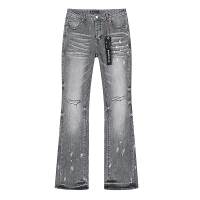 Purple Brand Washed Distressed Bootcut Denim Jeans Gray PU150 02