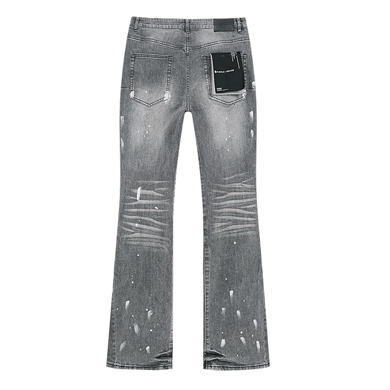 Purple Brand Washed Distressed Bootcut Denim Jeans Gray PU150