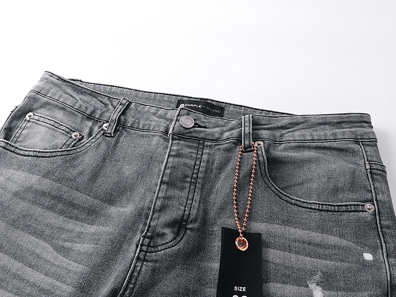 Purple Brand Washed Distressed Bootcut Denim Jeans Gray PU150