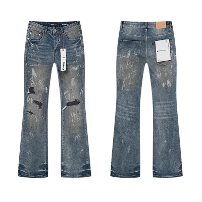 Purple Brand Washed Distressed Bootcut Denim Jeans PU189 01