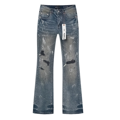 Purple Brand Washed Distressed Bootcut Denim Jeans PU189 02