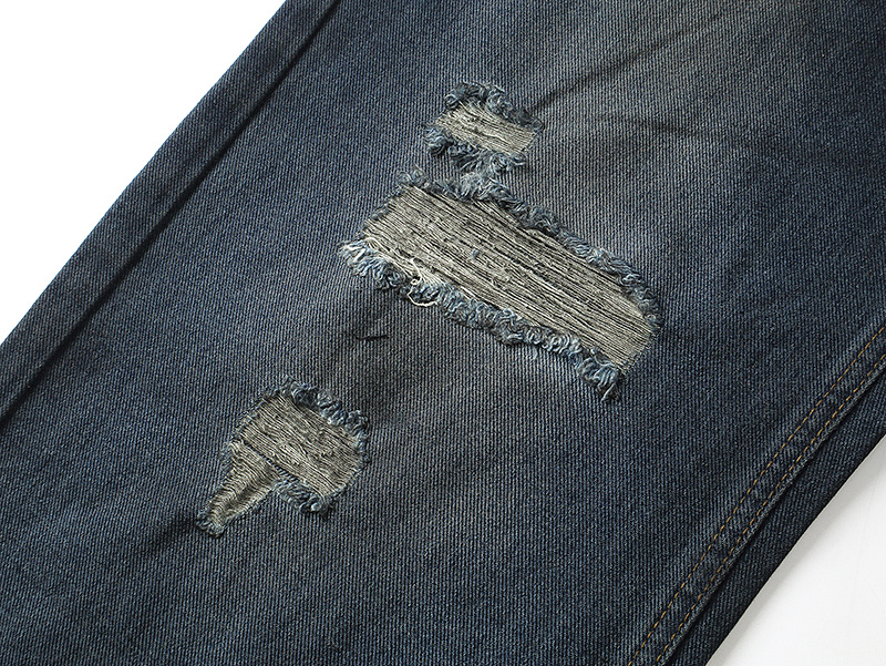 Purple Brand Washed Distressed Denim Jeans Dark Blue PU812