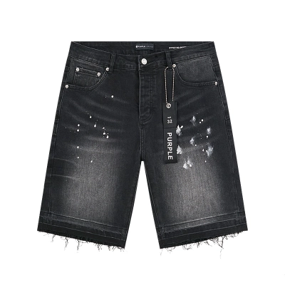 Purple Brand Washed Distressed Denim Shorts Black PU505 02