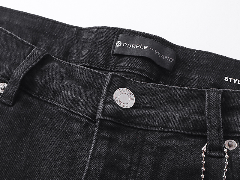 Purple Brand Washed Distressed Denim Shorts Black PU505