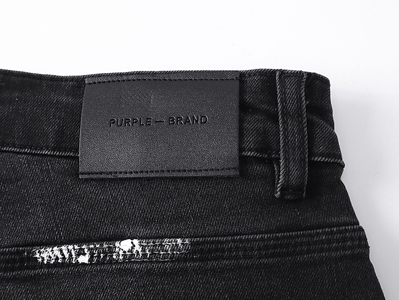 Purple Brand Washed Distressed Denim Shorts Black PU505