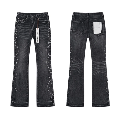 Purple Brand Washed Distressed Flared Denim Jeans Black PU191 01