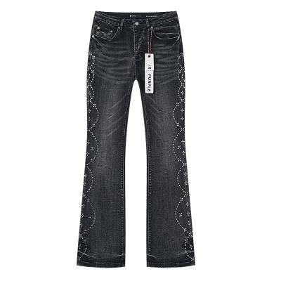 Purple Brand Washed Distressed Flared Denim Jeans Black PU191 02