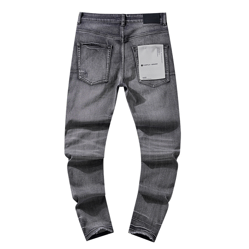 Purple Brand Washed Distressed Stacked Denim Jeans Gray PU112