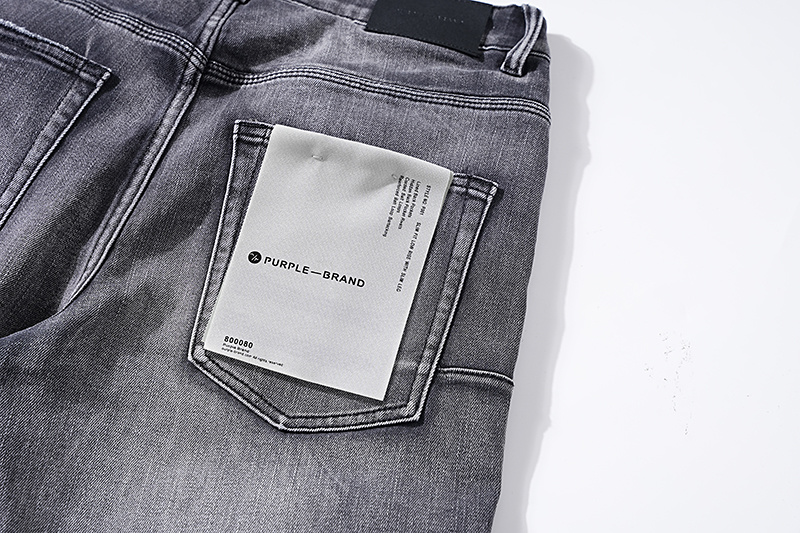 Purple Brand Washed Distressed Stacked Denim Jeans Gray PU112