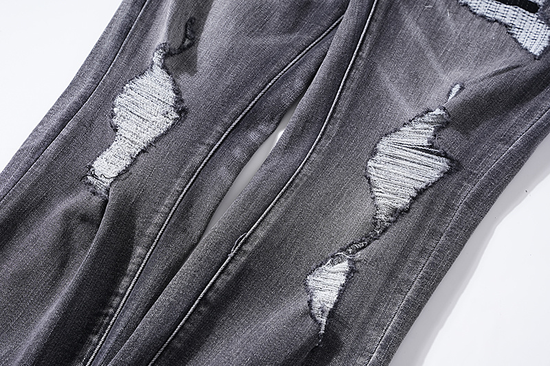 Purple Brand Washed Distressed Stacked Denim Jeans Gray PU112