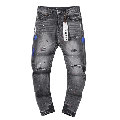 Purple Brand Washed Distressed Stacked Denim Jeans Gray PU127 02