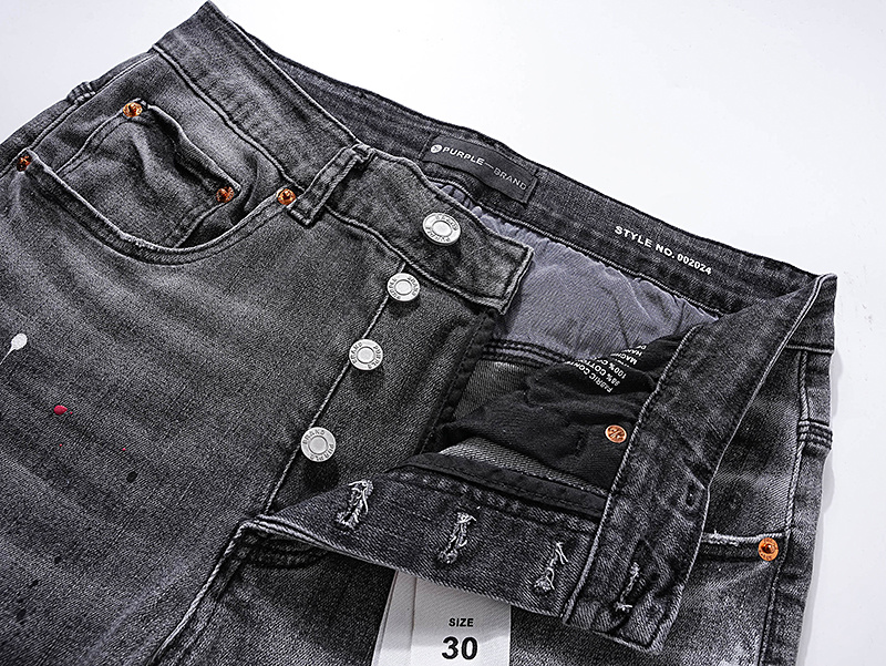 Purple Brand Washed Distressed Stacked Denim Jeans Gray PU127