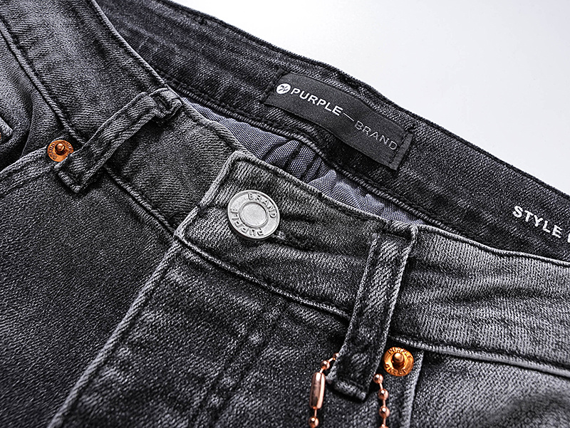 Purple Brand Washed Distressed Stacked Denim Jeans Gray PU127
