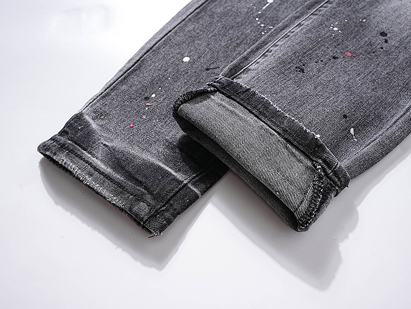 Purple Brand Washed Distressed Stacked Denim Jeans Gray PU127