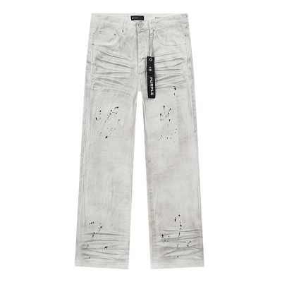 Purple Brand Washed Distressed Straight Denim Jeans White PU805 02