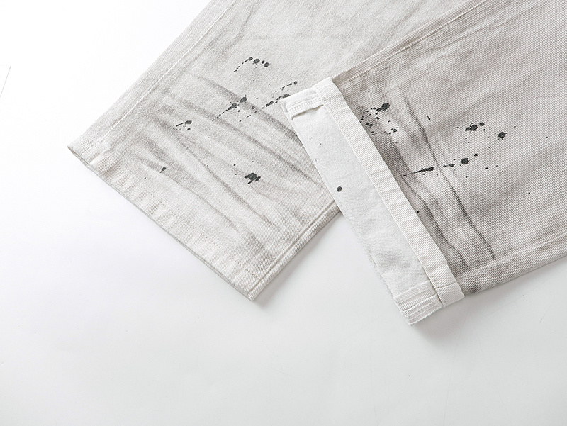Purple Brand Washed Distressed Straight Denim Jeans White PU805