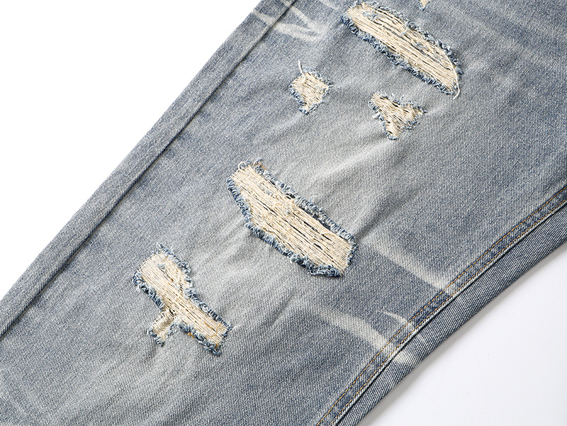 Purple Brand Washed Distressed Wide Leg Denim Jeans Light Blue PU819