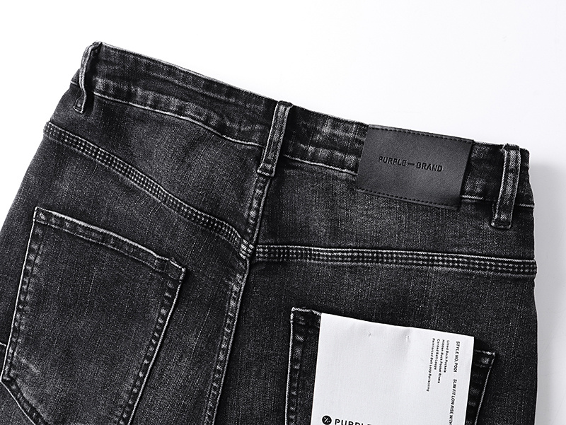 Purple Brand Washed Embroidered Slim Fit Denim Jeans Black PU186