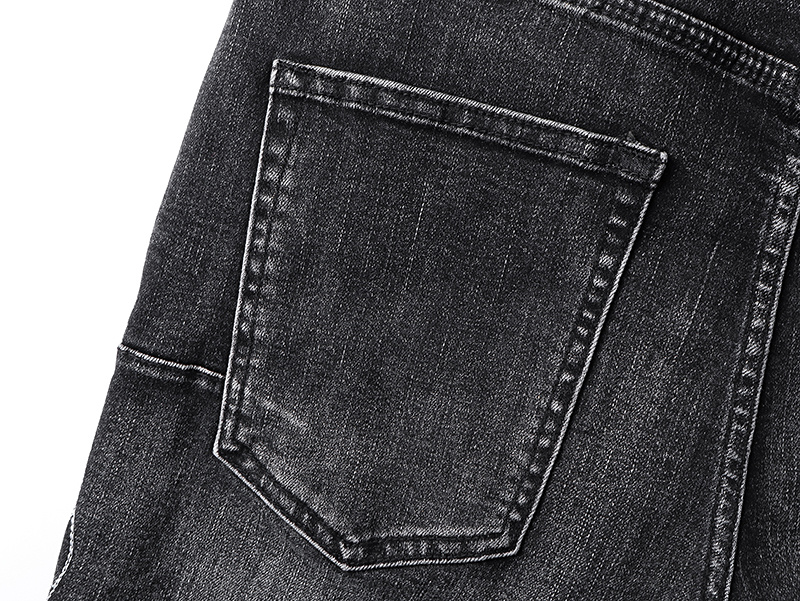 Purple Brand Washed Embroidered Slim Fit Denim Jeans Black PU186