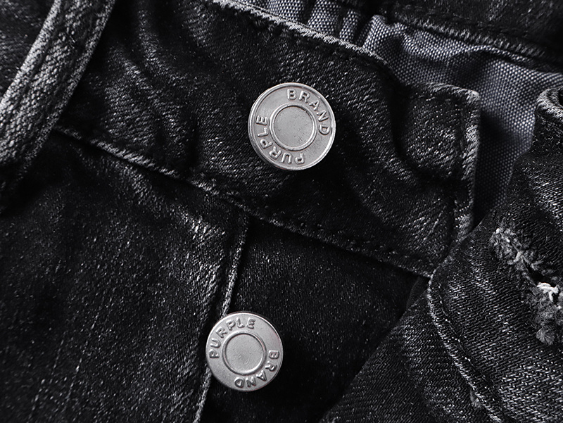 Purple Brand Washed Embroidered Slim Fit Denim Jeans Black PU186