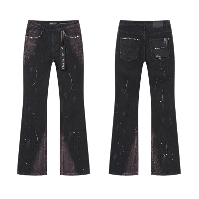 Purple Brand Washed Flared Denim Jeans Black PU192 01