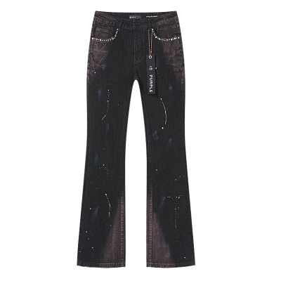 Purple Brand Washed Flared Denim Jeans Black PU192 02