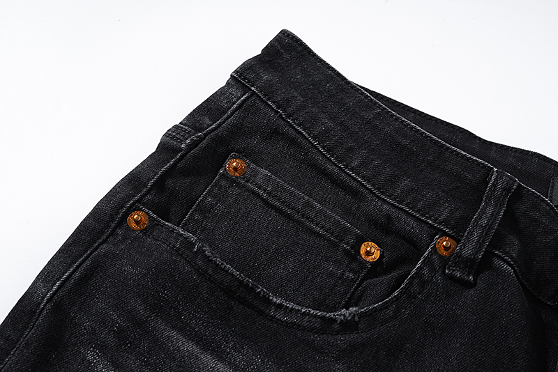 Purple Brand Washed Paint Splatter Stacked Denim Jeans Black PU121