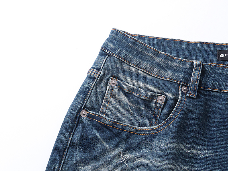 Purple Brand Washed Paint Splatter Straight Denim Jeans Blue PU183