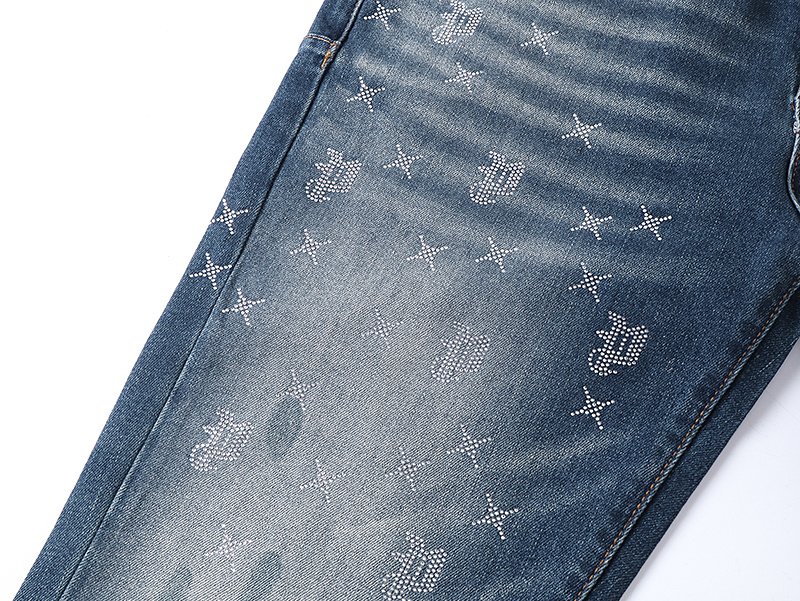 Purple Brand Washed Paint Splatter Straight Denim Jeans Blue PU183