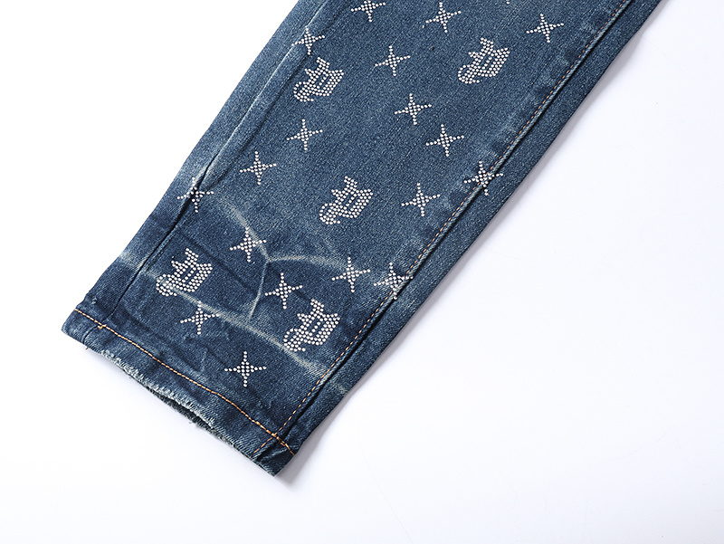 Purple Brand Washed Paint Splatter Straight Denim Jeans Blue PU183
