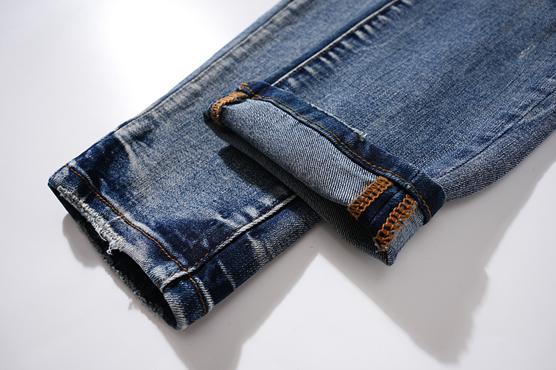 Purple Brand Washed Patchwork Stacked Denim Jeans Blue PU110