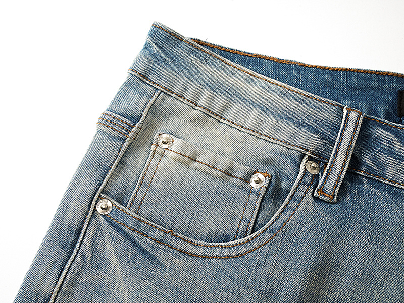 Purple Brand Washed Patterned Straight Denim Jeans Light Blue PU827