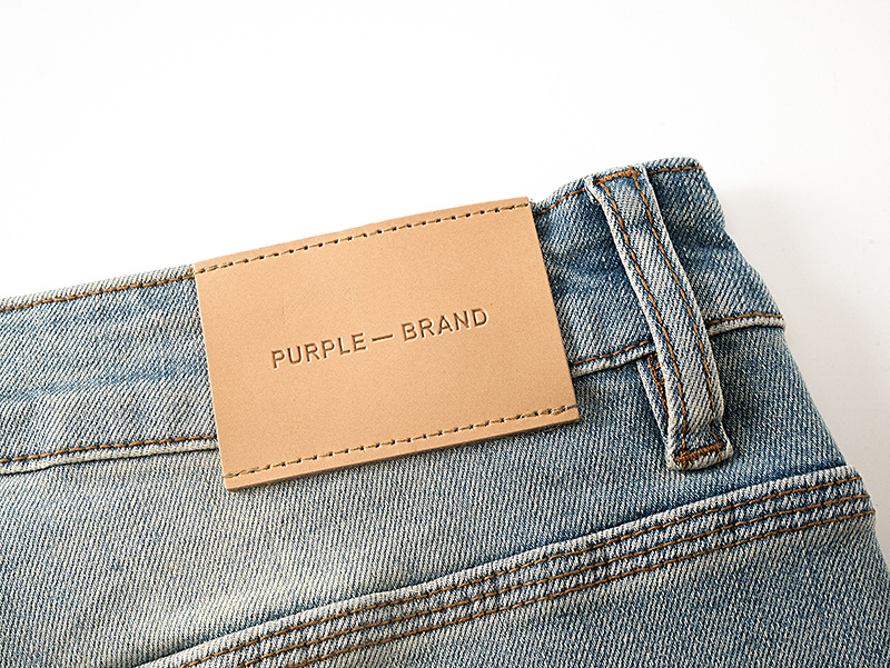 Purple Brand Washed Patterned Straight Denim Jeans Light Blue PU827