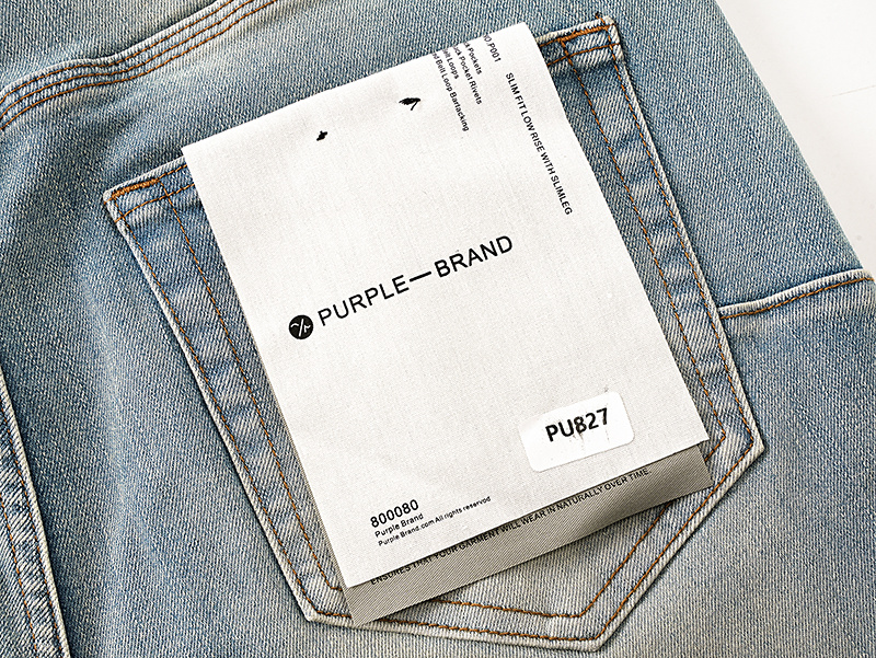 Purple Brand Washed Patterned Straight Denim Jeans Light Blue PU827