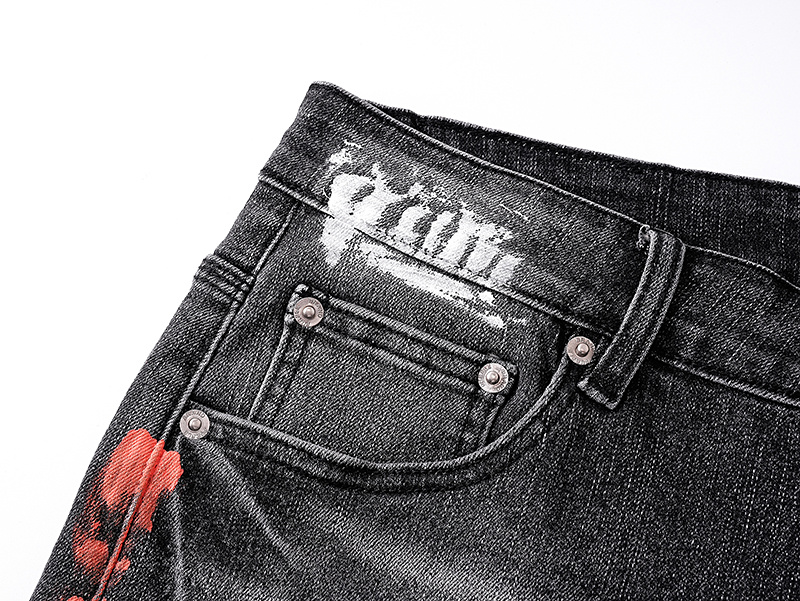 Purple Brand Washed Red Detail Denim Shorts Black PU521