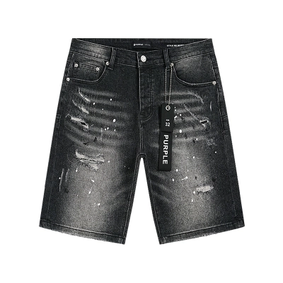 Purple Brand Washed Rhinestone Denim Shorts Black PU520 02
