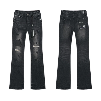 Purple Brand Washed Ripped Bootcut Denim Jeans Black PU708 01