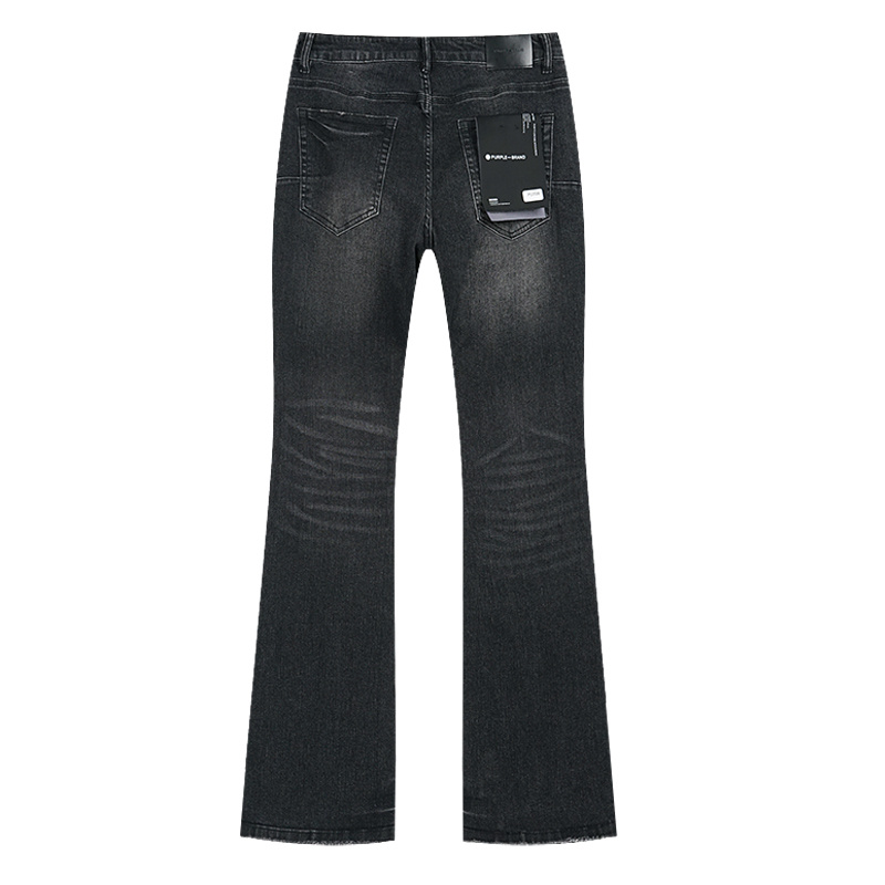 Purple Brand Washed Ripped Bootcut Denim Jeans Black PU708