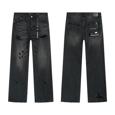 Purple Brand Washed Ripped Bootcut Denim Jeans Black PU813 01