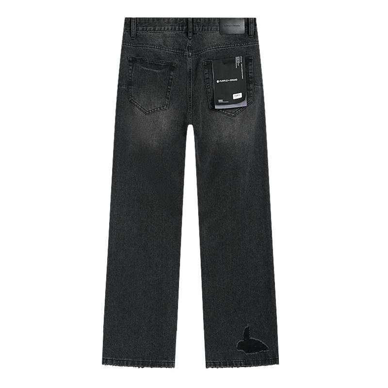 Purple Brand Washed Ripped Bootcut Denim Jeans Black PU813